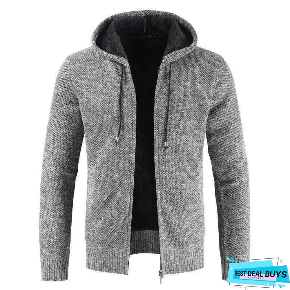 Hooded Solid Color Plus Size Fashionable Sweater Coat