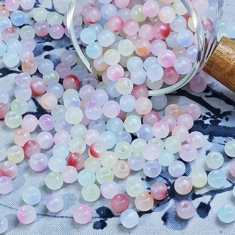 50 PCS/Package Glass/Colored Glaze Round Beads