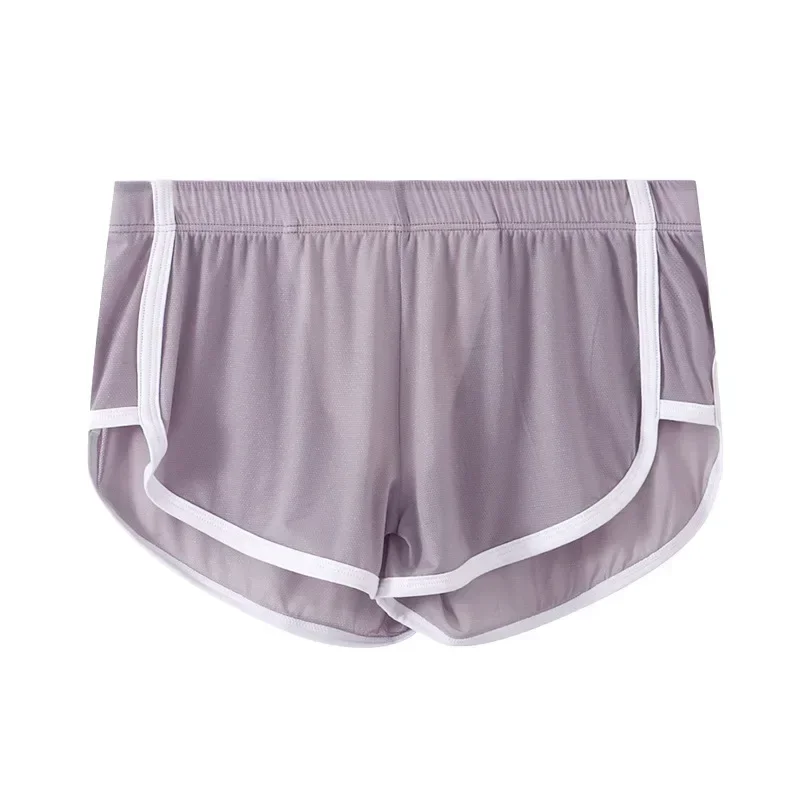Aonga Men Ice Silk Mesh Aro Pants Penis Pouch Loose Trunks Boxer Shorts Breathable Seamless Slip Homme Underwear aonga