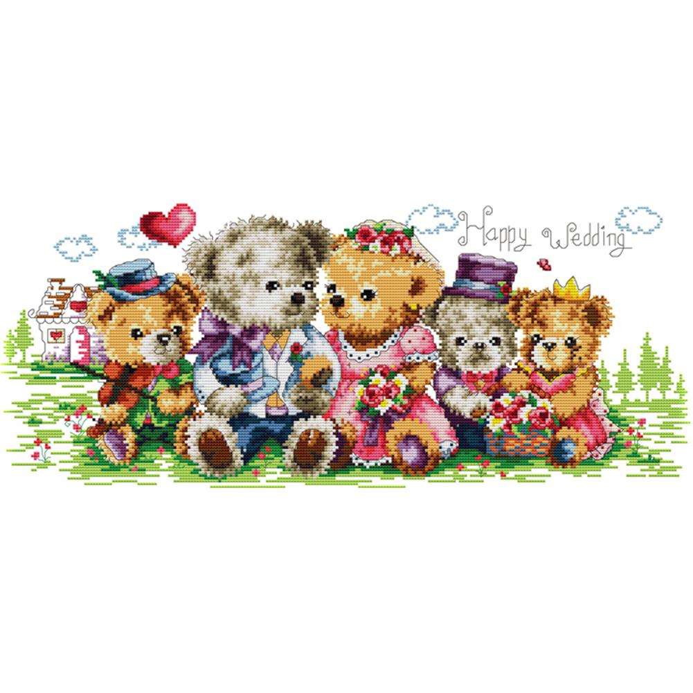 

Little Bear Family - 14CT Stamped Cross Stitch - 53*27cm, 501 Original