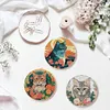 Un ensemble (8pcs) chat en bois - 5d bricolage artisanat sous-verres