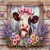 Vache de ferme r&eacute;tro - perceuse ronde peinture diamant - 50*40cm