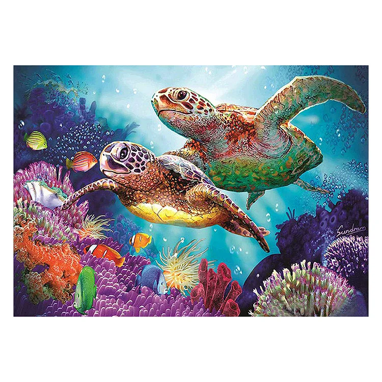 Sea Turtle 11CT Printed Cross Stitch Kits (76*56CM) fgoby