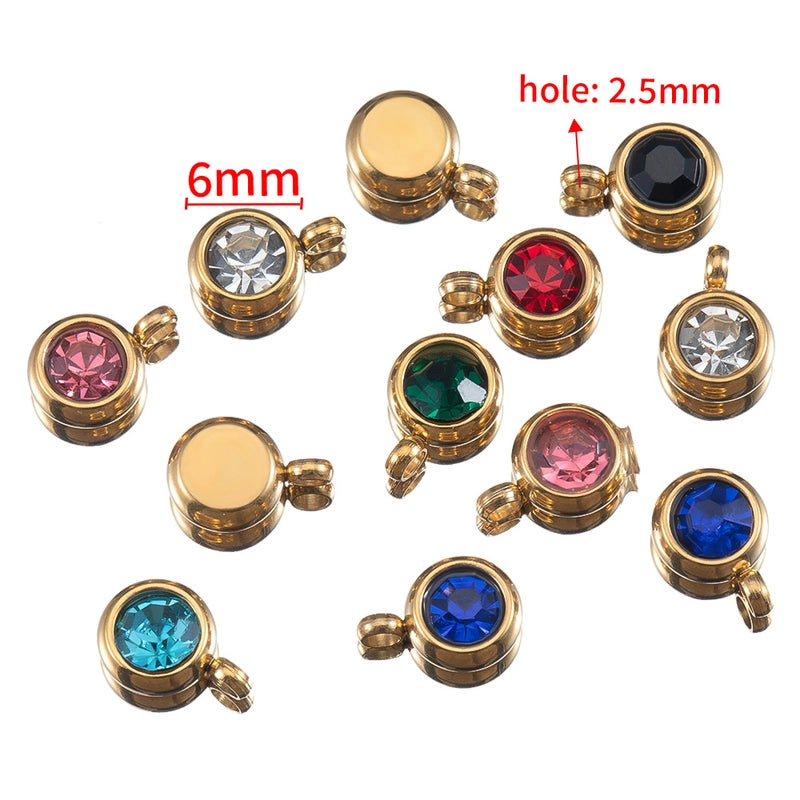 20 PCS/Package Diameter 6 Mm Plastic Resin Zircon Geometric Pendant