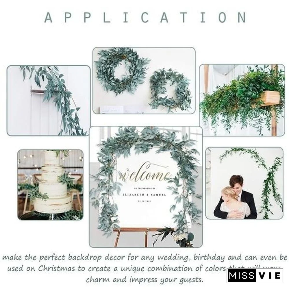 170/100 cm Artificial Willow Leaves Garland Faux Wreath Wedding Backdrop Home Wall Decor 10/8/5/4/2/1 pcs