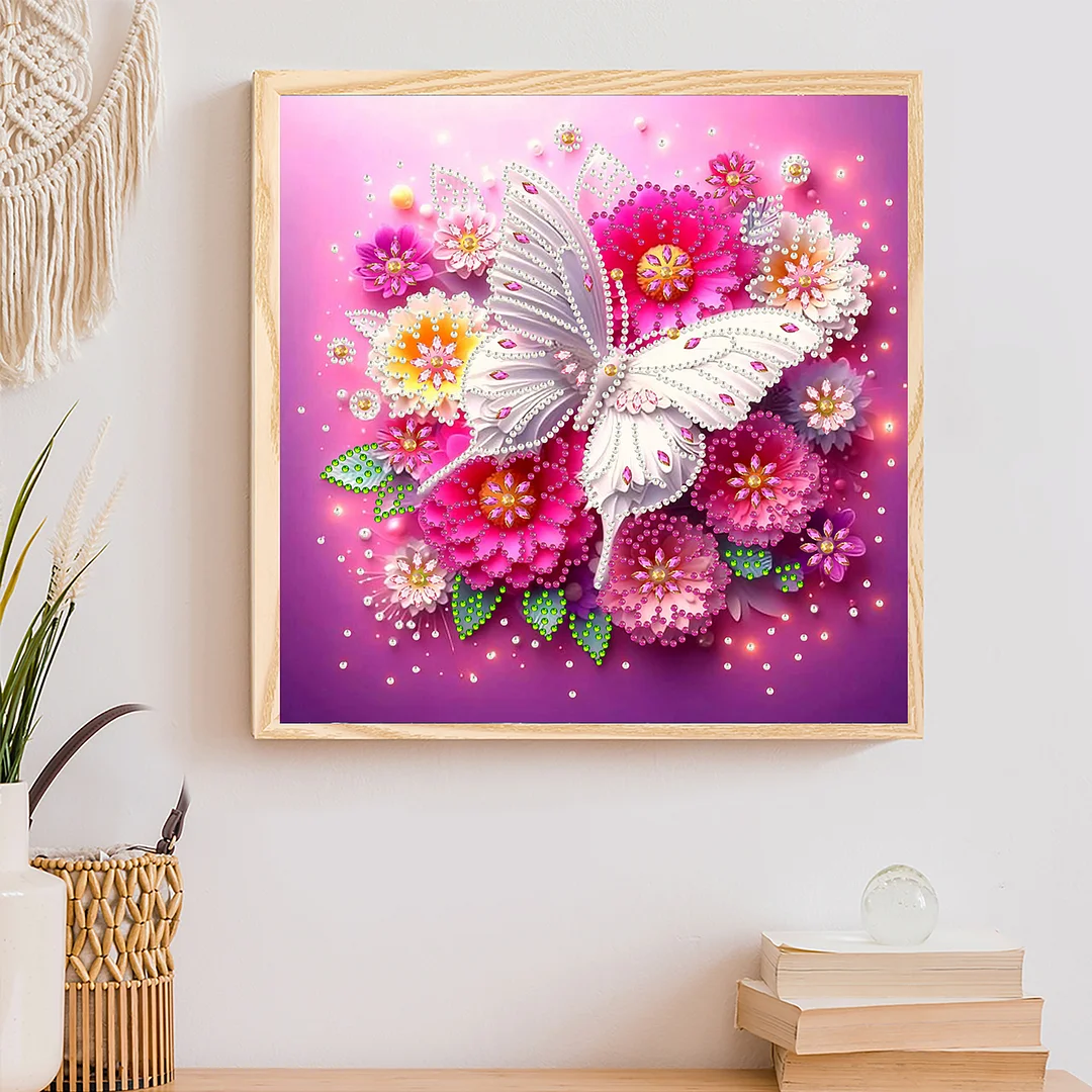 White Butterfly - Partial Special Shaped Drill Diamond Painting Kits (Canvas|30*30cm)