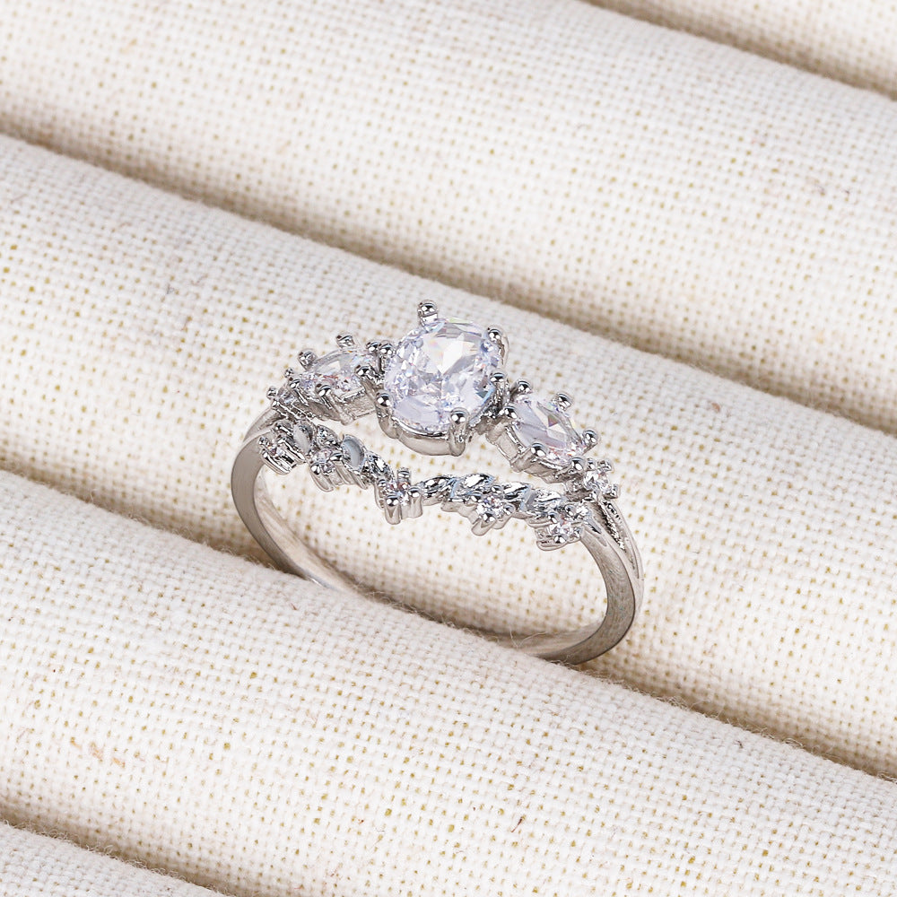 IG Style Women Crown Heart Circle Copper Electroplating Rings