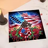 Diamond Painting-DIY Framed Crystal Rhinestone American Flag and Soldiers(25x25cm)
