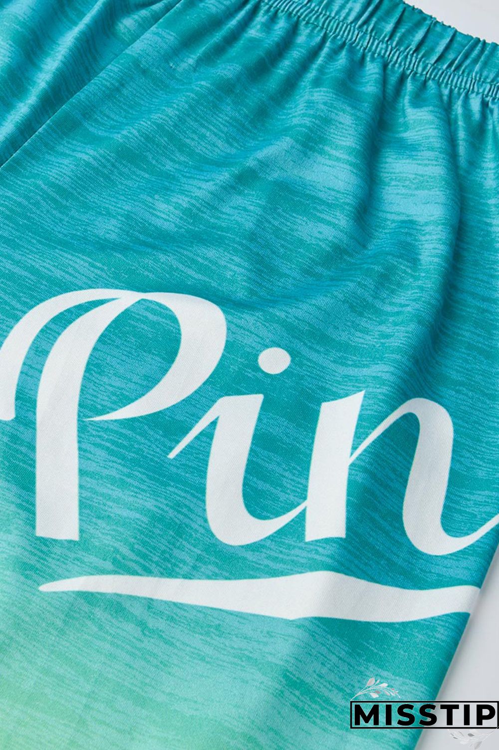 Blue Fashion Sportswear Letter Print Basic O Neck Sleeveless Two Pieces