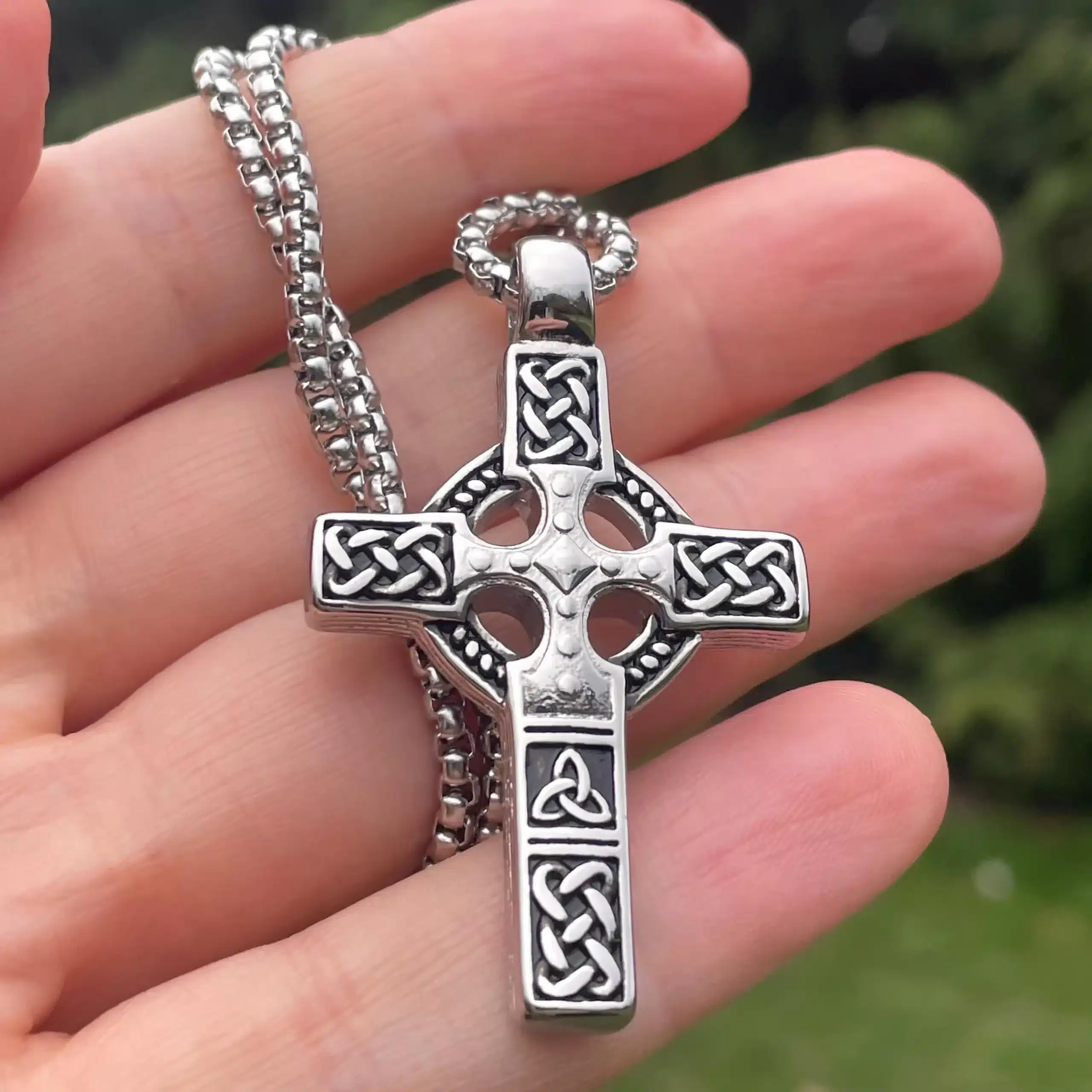 Celtic Knot Titanium Steel Cross Necklace
