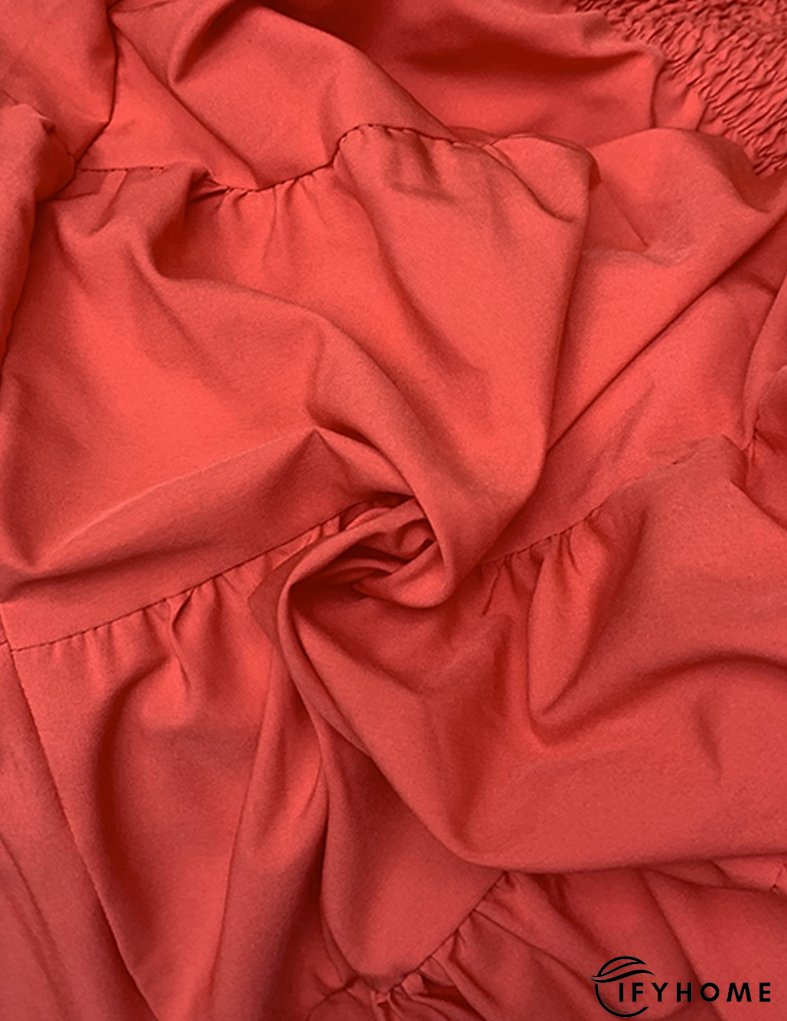 Summer Women's Fashion Loose Off Shoulder Puff Sleeve A-Line Midi Dress | IFYHOME