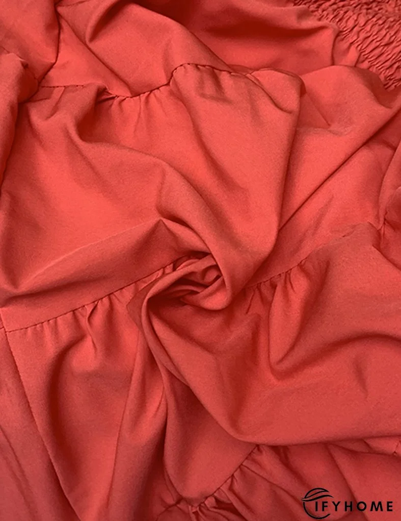 Summer Women's Fashion Loose Off Shoulder Puff Sleeve A-Line Midi Dress | IFYHOME