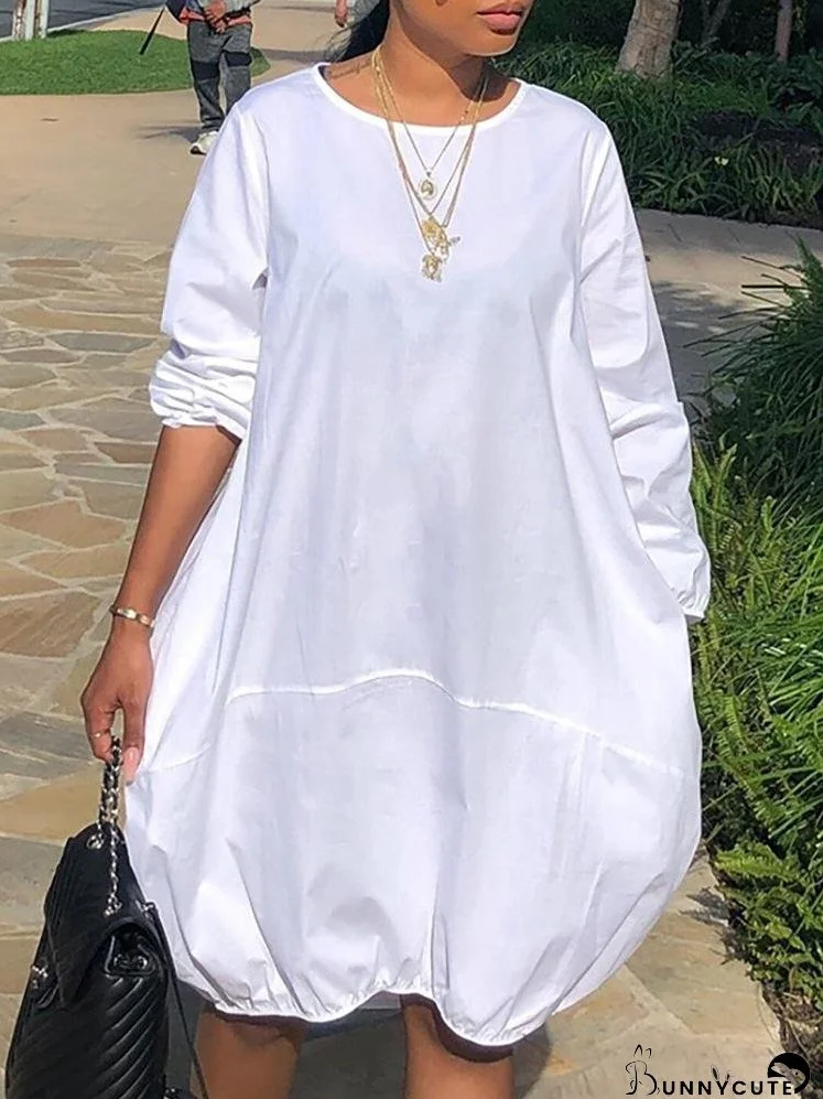 Plain Long Sleeve Parachute Dress