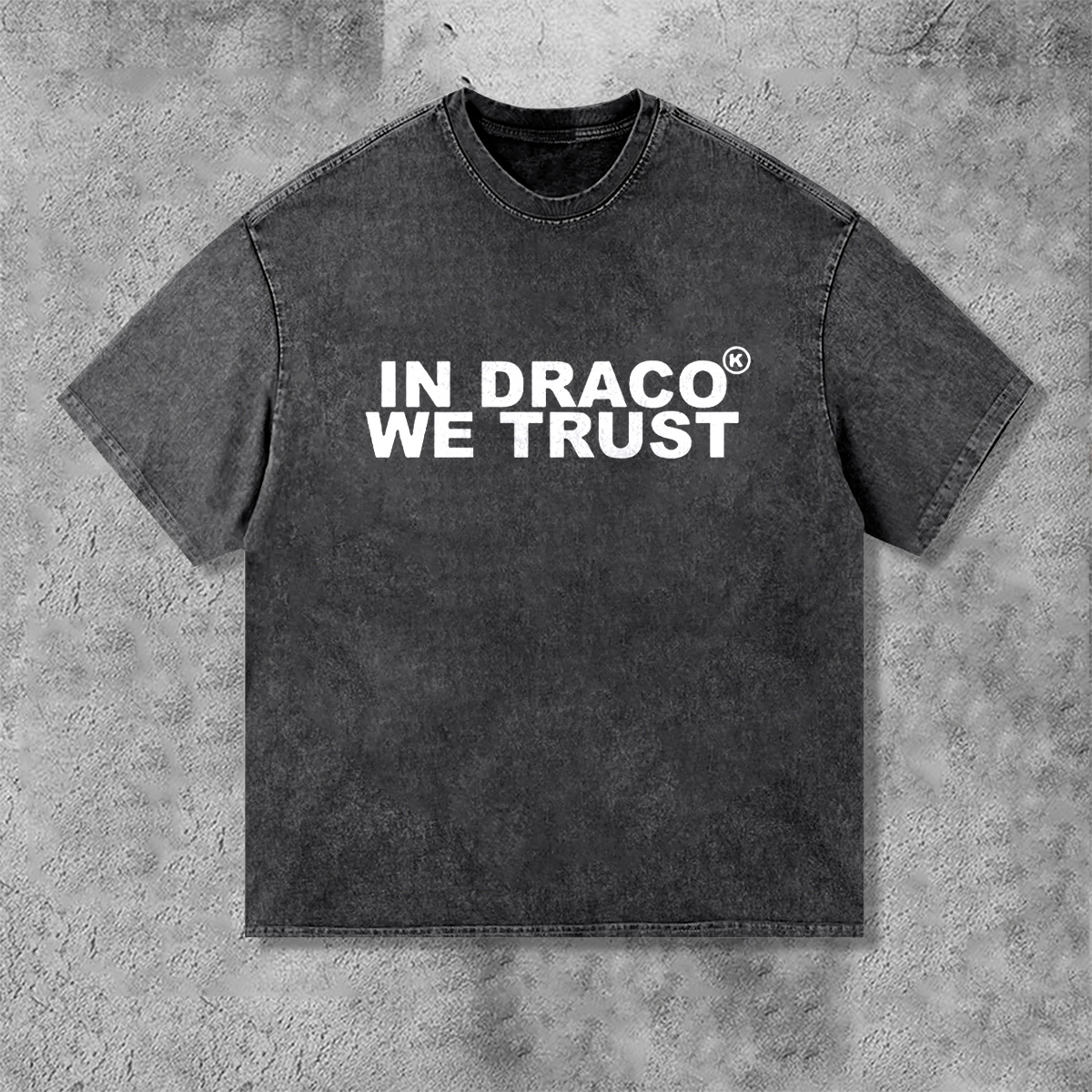 Vintage In Draco We Trust Graphic Acid Washed T-Shirt - SOPULA