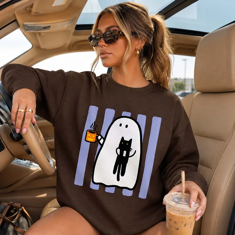 Spooky Sips and Sunggles ~ Unisex Crewneck Sweatshirts Printed in the USA