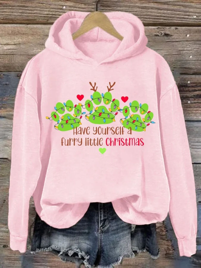Women's Have Yourself A Furry Little Christmas Printed Hoodie