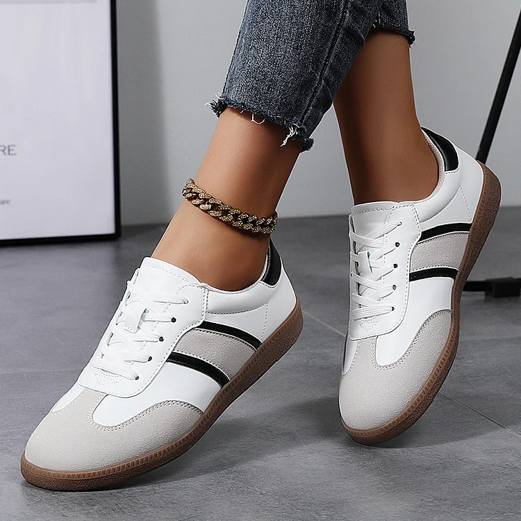 Training shoes women's casual white shoes lace-up retro sports style 1688 Stunahome.com