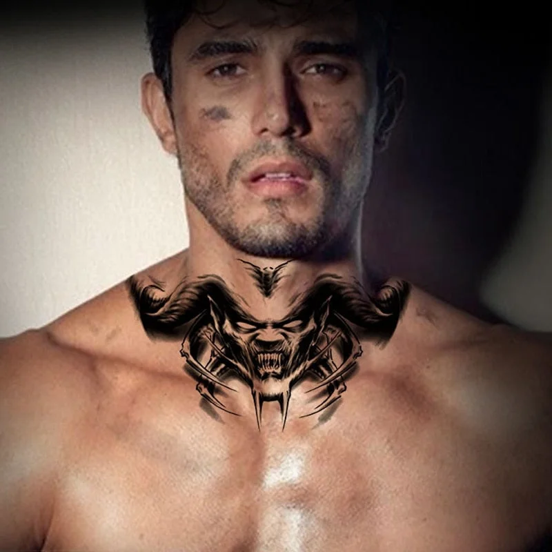 Devil Neck Tattoo Stickers Waterproof and Sweat Proof Men and Women Body Art Fake Tattoos Temporary Simulation Cool Arm Stickers