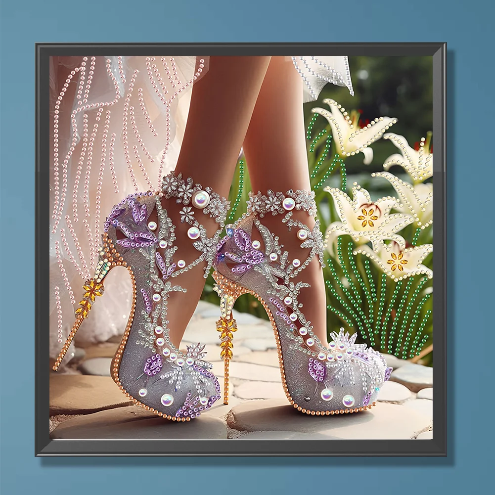 5D DIY Partial Special Shaped Drill Diamond Painting High Heel Decor 30x30cm