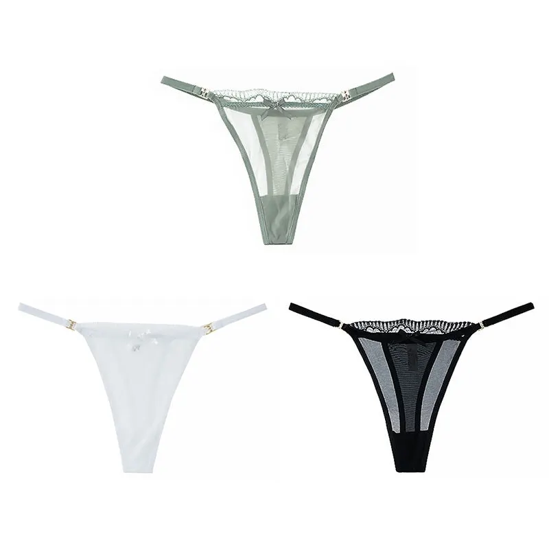 Women's Lace Mesh G-string Sexy Panties Low Waist Underwear Thongs Lingerie Femme Hollow Out Perspective Fashion Panties
