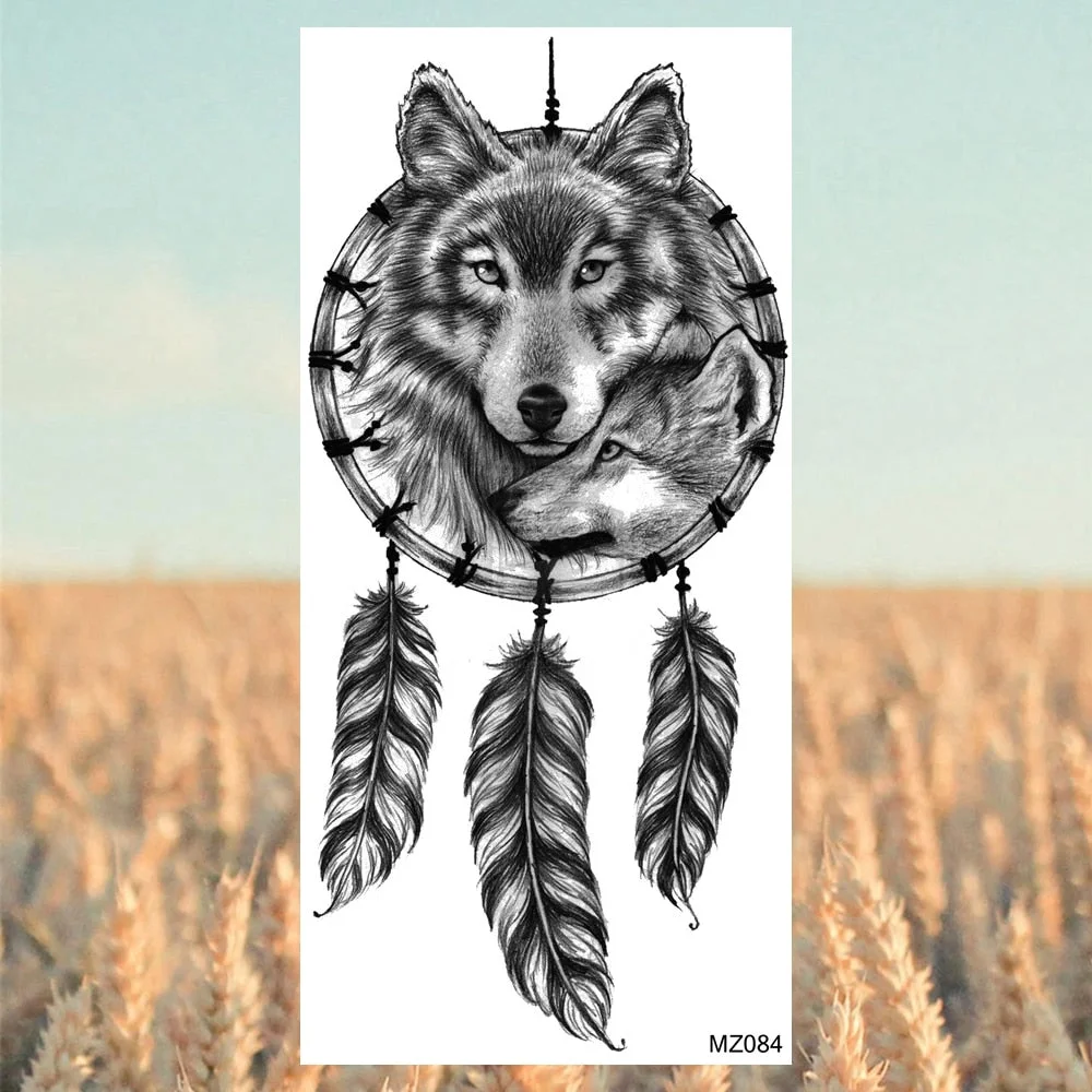 Black Lion Fashion Calf Temporary Tattoos For Women Adult Men Lion Geometric Owl Fake Tattoo Realistic Body Art Decoration Tatoo