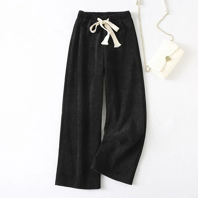 Loose Stripe Lace Up Casual Pants