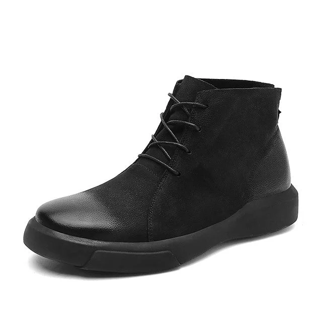 Men's Combat Boots Nappa Leather Spring & Summer / Fall & Winter Casual / British Boots Breathable Mid-Calf Boots Black / Khaki / Office & Career