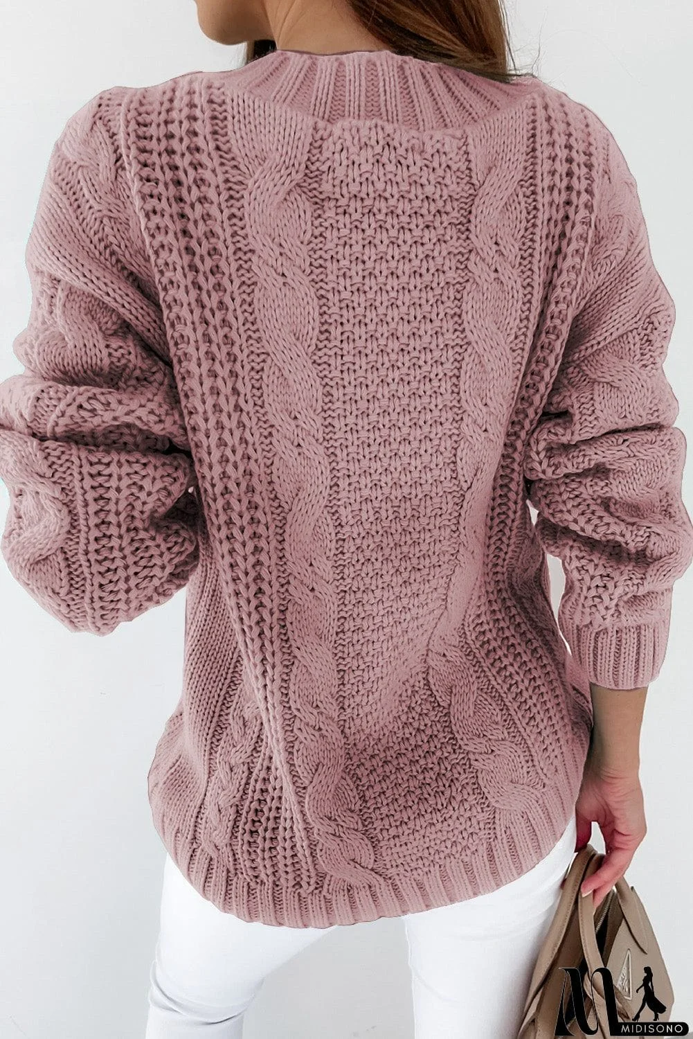 MidiSono - Buttons Weave Knit Cardigan