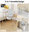 Soundfuse Bedside Commode chair with Sturdy Dual-Crossbar Support, 3 in 1 commode toilet for seniors with 7.5Qt Bucket, 350 Lbs Stable Potty Chair for Adults, Silver