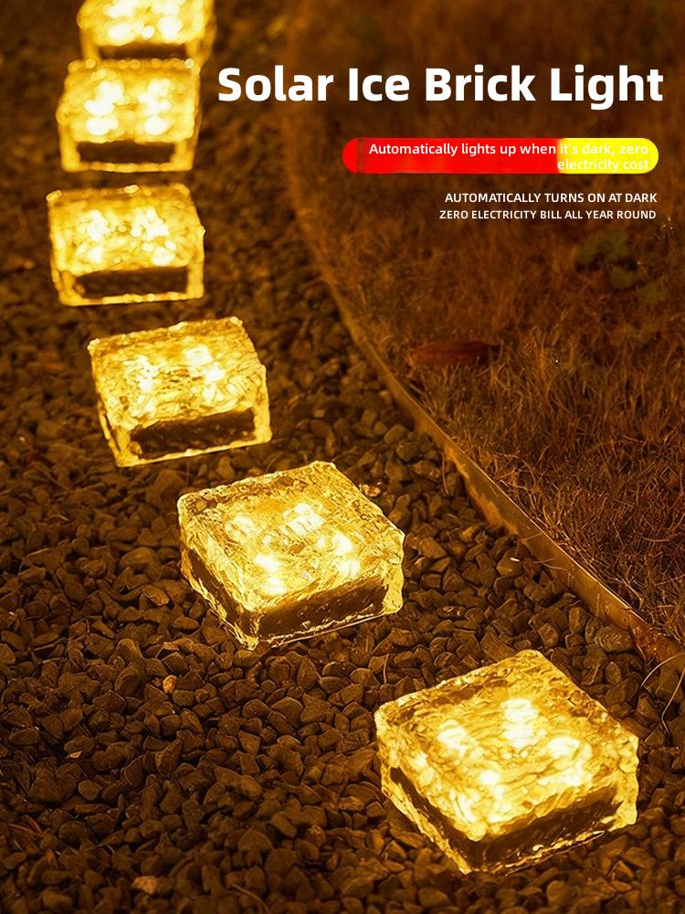 Solar Ice Brick Light &ndash; Automatic Outdoor Pathway Lighting for Gardens and Walkways