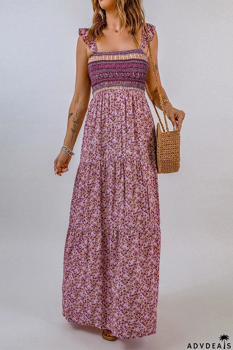 Floral Square Neck Maxi Dress