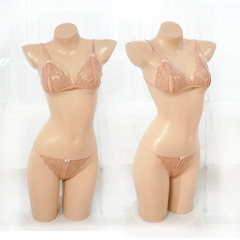 Women's Erotic Lingerie Transparent Crotchless Lace Sexy Underwear Bra Pants Exotic Apparel Pajamas Hot 8 Colors 2pcs Set