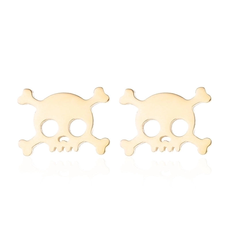 Halloween Minimalist Skull Stainless Steel No Inlaid Ear Studs