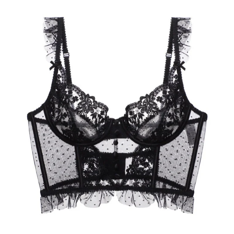 CINOON French Embroidery Lace Women's Bra Top Sweet Female Wedding White Bralette Vest Sexy Corset Bras Comfortable Intimates