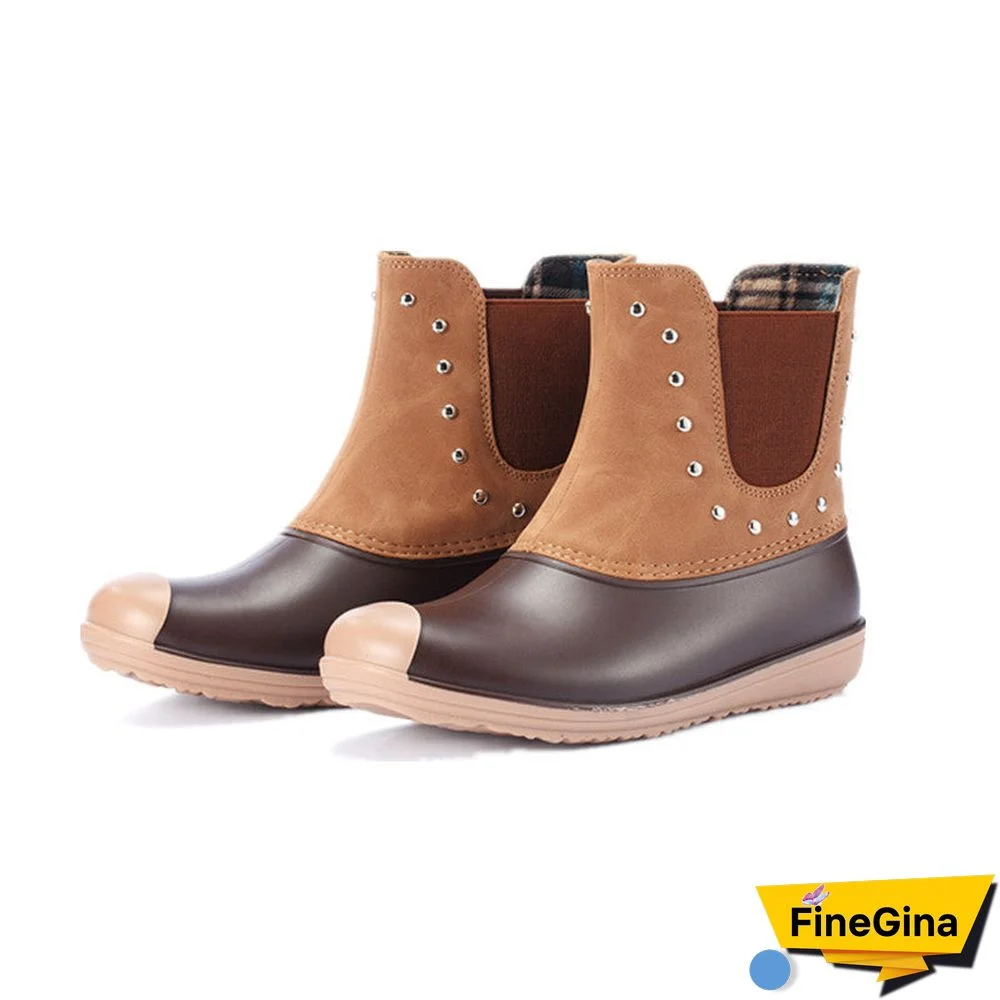 Short cylinder Autumn and Winter Plush rain Boots Shoes