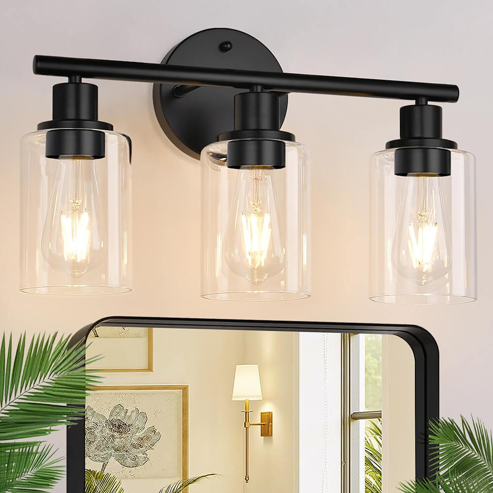 3-Light Wall Light with Clear Glass Shade