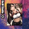 KMS-001 & KKFP-001 Tifa Lockhart Decorative Painting & Fridge Magnet - (FF7) Final Fantasy VII - B&W Studio