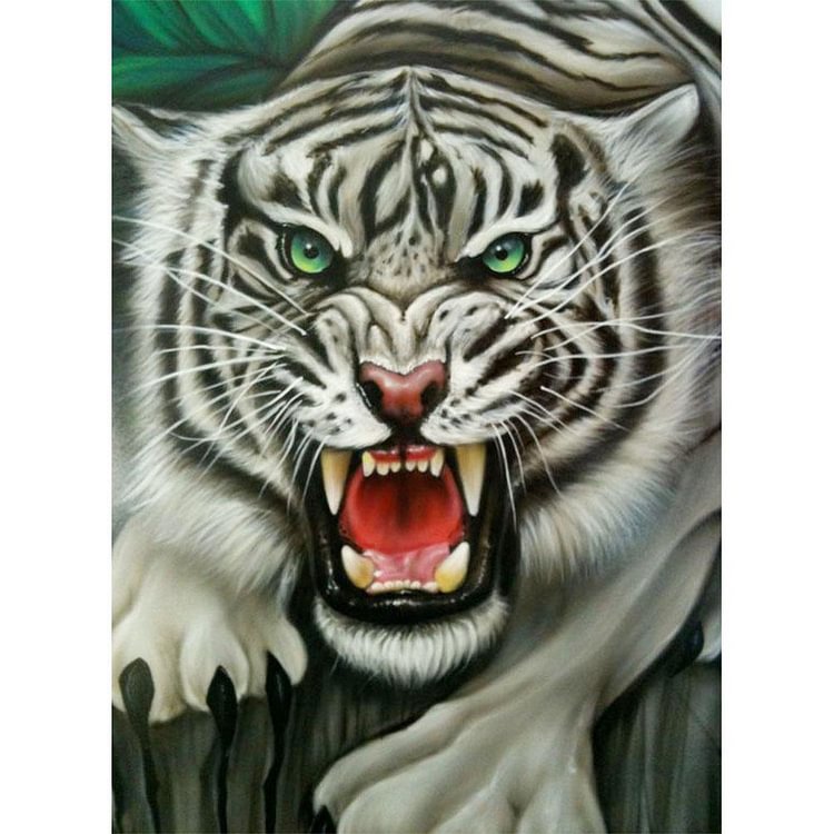 Fierce Tiger Round Full Drill Diamond Painting 30X40CM(Canvas) gbfke