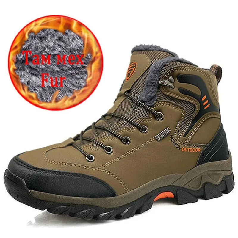 Classic Men's Boots Winter Men Shoes Thicken Plush Men's Sneakers Outdoor Waterproof Men Hiking Boots Fur Warm Zapatos De Hombre