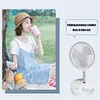 Folding Telescopic Floor Fan Summer Mute Student Desktop Table Fan (White)