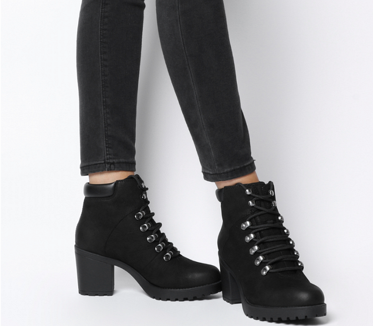 Custom Made Chunky Heel Lace up Ankle Boots in Black |FSJ Shoes