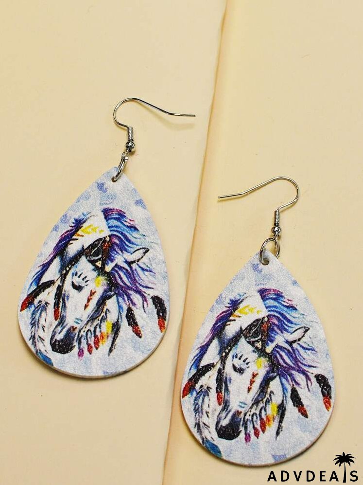 Horse Pattern Water-drop Earrings