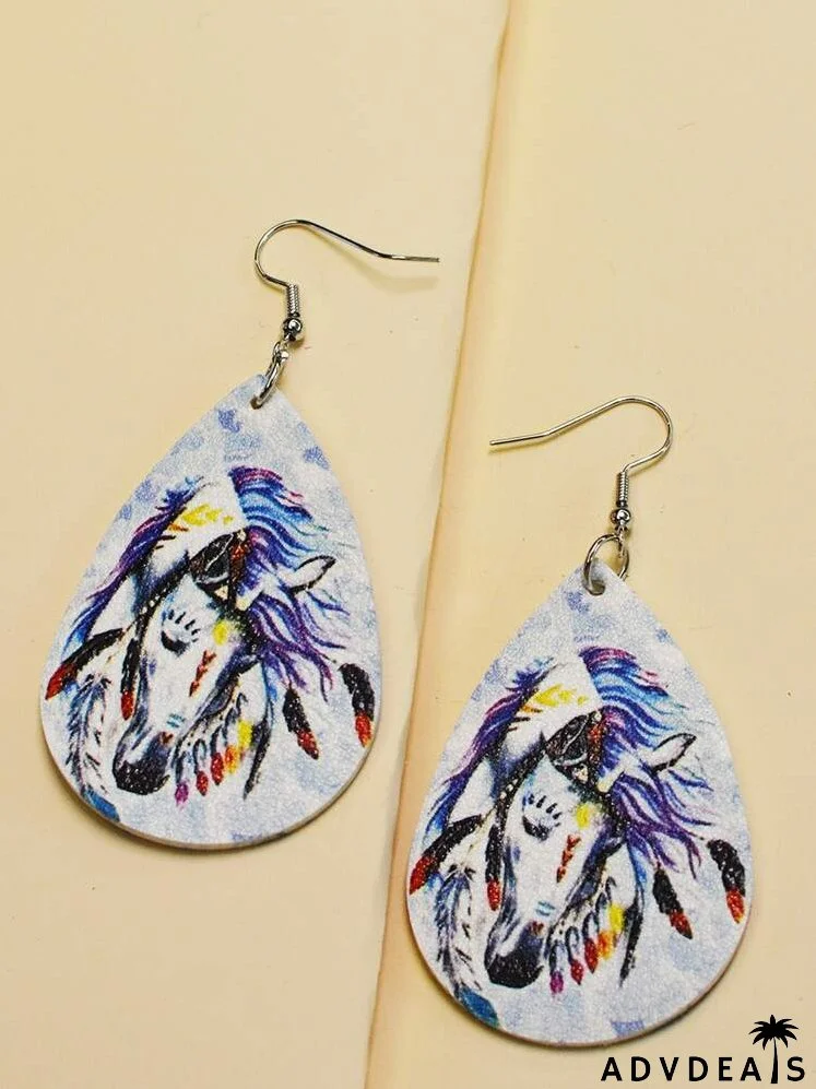 Horse Pattern Water-drop Earrings