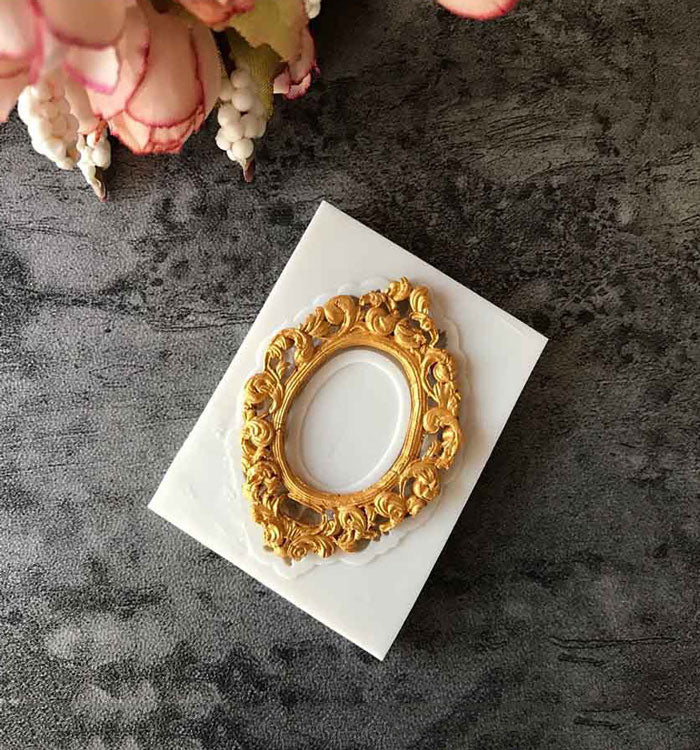 Vintage European Antique Embossing Mirror Frame Silicone Fondant Cake Mould