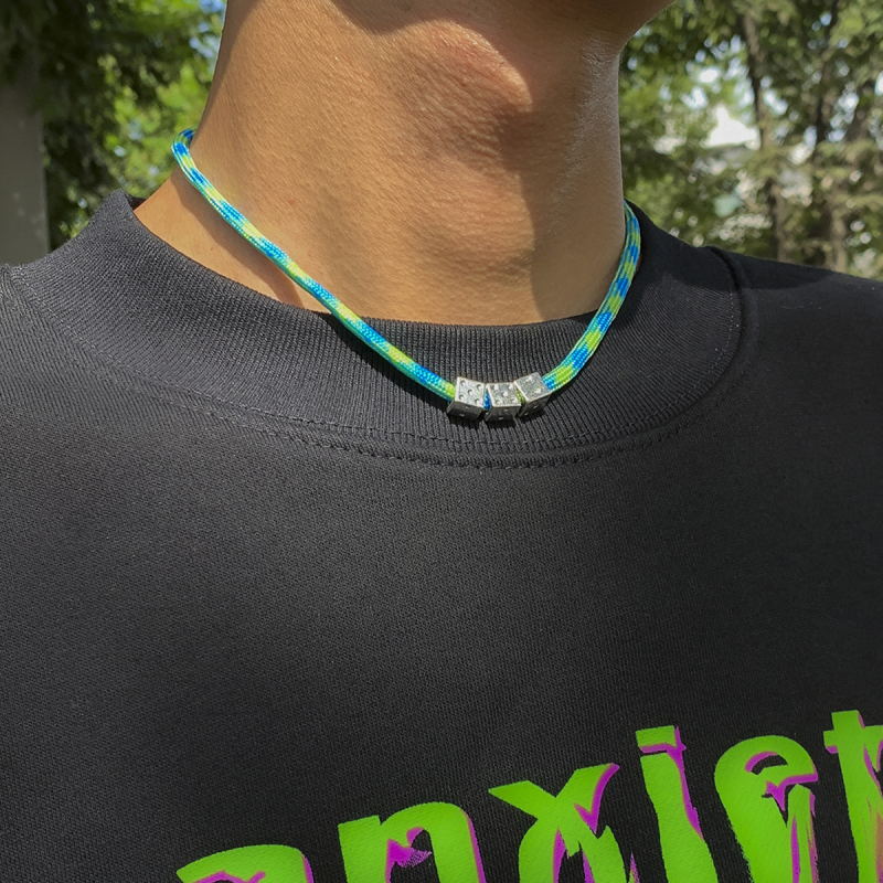 5MM Vintage Rope Chains Dice Pendant Necklaces for Men-VESSFUL