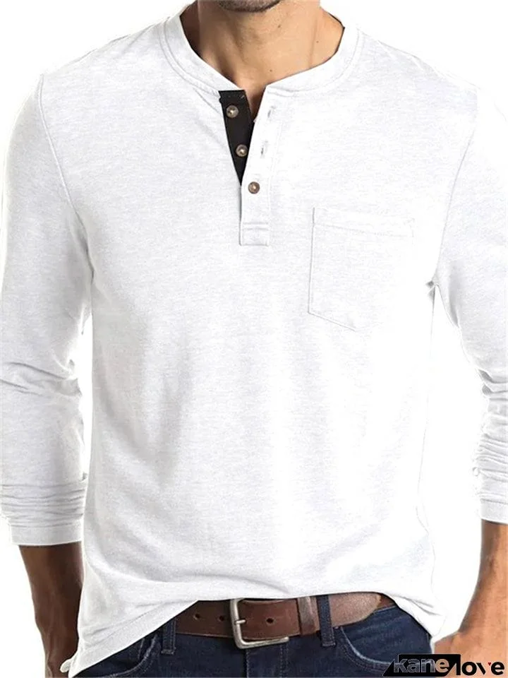 Men's Casual Round Neck Long Sleeve Daily Wear Solid Color T-Shirt