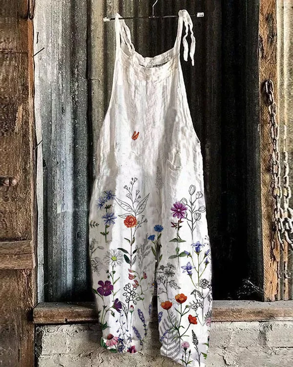 Women's Floral Print Loose Casual Jumpsuit