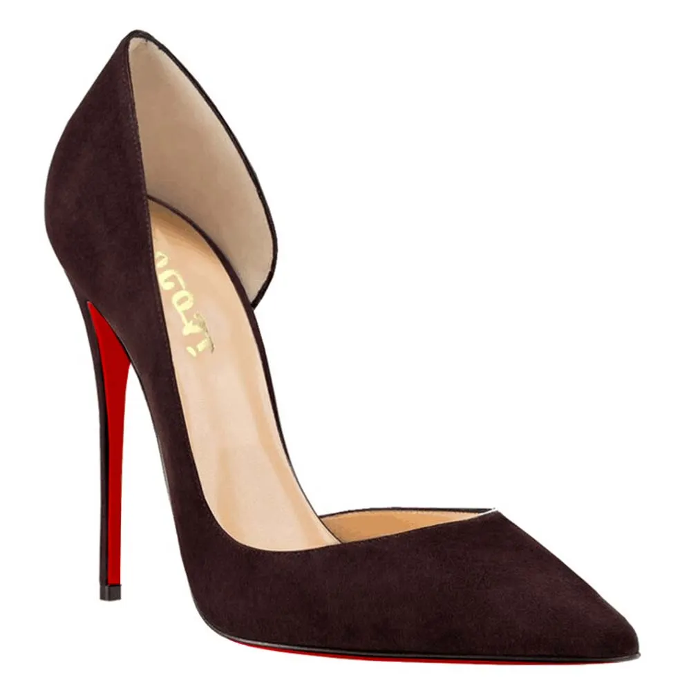 120mm Women's Classic Closed Pointed Toe Bridal Wedding Party Pumps Black Suede-vocosishoes