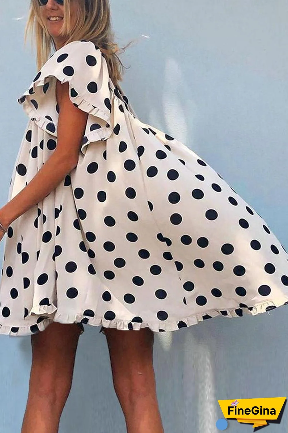 Backless Polka Dot Fluffy Princess Dress