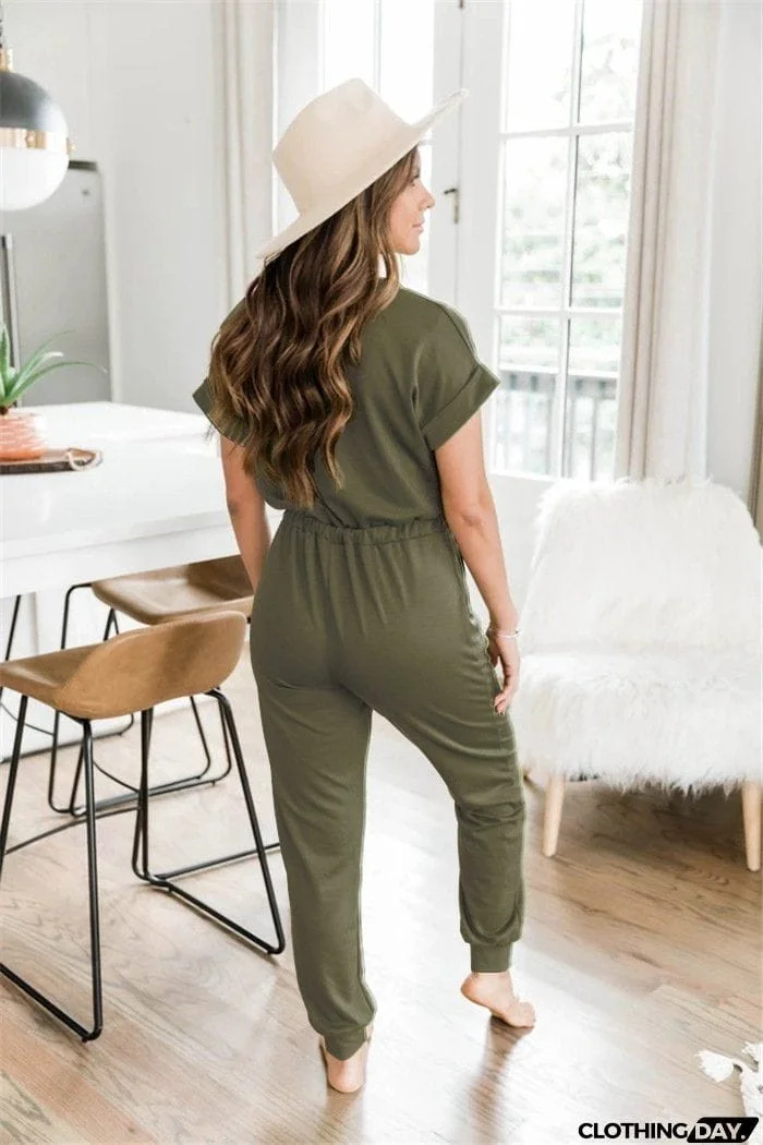 Super Comfy V Neck Casual Jumpsuit